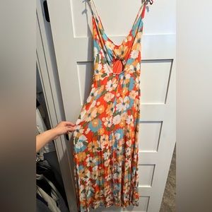 🔸SOLD🔸Orange Floral Cutout Cross Back Dress